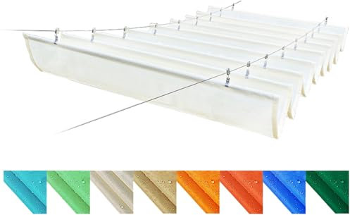 Toldo retráctil para pérgola con kit de montaje, protección UV, toldo ondulado para terraza al aire libre, patio, jardín, techo, refugio