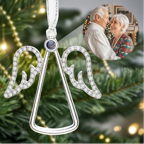 Personalisierte Schneeflocke Weihnachtsschmuck, Personalisierter Foto Projektion Ornament Weihnachtsdeko, Personalisiert Weihnachtsanhänger mit Foto, Fotogeschenke für Paare, Familie und Freunde