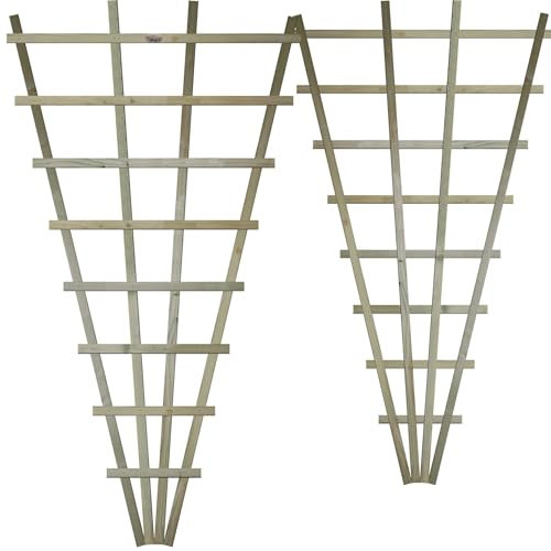 Large Fan Shaped Pack of 2 3x6ft (W: 3ft x H: 6ft) Frameless Decorative Lattice Trellis Panel Plant Grown Wall/Fence Art with Large Standard Squares Width 1010mm x Height: 1828mm