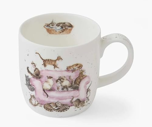 Royal Worcester Wrendale Deigns Cattitude - Taza de cerámica (0,3 L), diseño de gato