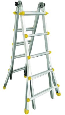 Svelt Scala Telescopica Professionale in Alluminio – Multiuso con Cerniera Automatica per Uso a Sfilo, Cavalletto e Zoppa su Scale (10+10 Gradini)