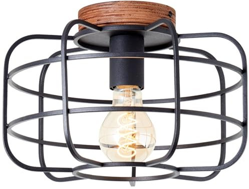 A.S. Création Deckenleuchte in Braun Schwarz aus Holz - Vintage Lampe DD128759 - Innenleuchte - 30cm (B) x 20cm (H)