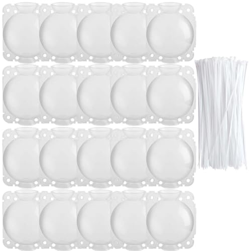 Lot de 20 boîtes à racines de plantes avec 100 serre-câbles - Appareil de racine de plantes réutilisable - Haute pression - Boule de propagation pour arbres, fleurs, jardin, sol - Transparent