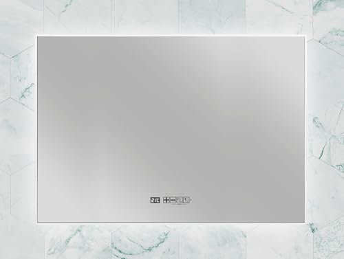 Eurom Sani 600 Smart Mirror with Infrared Heating Panel 600W, 90x70cm LED Bathroom Mirror | Wall-Mounted WiFi Smart Control | Adjustable Thermostat | Energy Efficient & Fast Heating