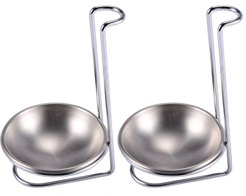 UrbanNest 2X Stainless Steel Spoon Rest Holder,Long Handle Vertical Saving Soup Ladles Holders Ladle Rest Soup Ladle Holder