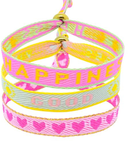 Selfmade Jewelry - Statement Festival Armband Stoff Armband Damen Stoffarmbänder in Pink für Festival Outfit Damen