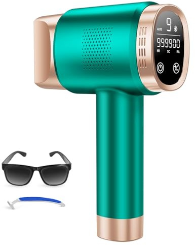 Epilatore a luce pulsata a 8°C con funzione di raffreddamento a ghiaccio, depilazione 21J a 9 livelli, luce rossa 600nm a casa per donne e uomini, viso linea bikini corpo, verde