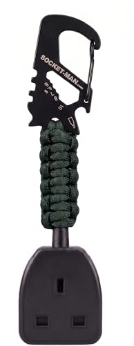 Professional Socket Tester Holder with R1 & R2 Link, Carabiner Clip, Handmade Paracord, Electrician Accessory(Dark Green)
