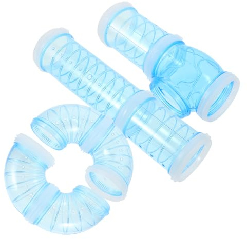 CVUTOVO Set di Tubi in Plastica Blu per Criceti Design Rinforzato alla Bocca del Tunnel, Kit Fai da Te 8 Pezzi per Ampliamento Gabbia e Giochi Divertenti