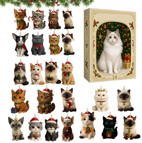 Katze 'Advent Weihnachten - Holz Bilderrahmen Handgemacht Design Taschenuhr nummeriert Künstlerbedarf Urlaub Extravagante Dekoration Sammlerstück charmante Figur kreiert u