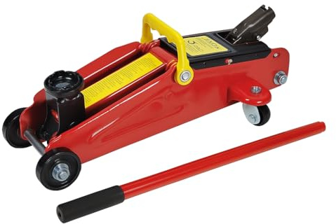 Cric Idraulico Capacità2 Ton, Martinetto Auto Professionale con Valvola di Sicurezza, Altezza 125-290 mm, Ruote in Acciaio, Impugnatura Ergonomica | Ideale per Auto, SUV e Veicoli Leggeri
