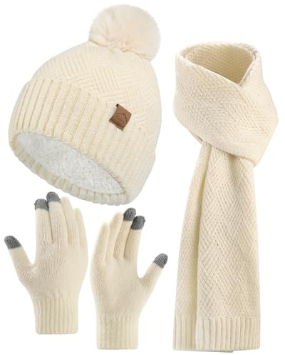 Coubeau Gorro Invierno Mujer - Cálido Moda Conjunto Bufanda y Gorro y Guantes Mujer Bufanda y Guantes Set
