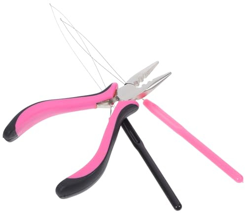 PRETYZOOM Alicates para Extensiones de Cabello Kit Portátil de 3 Piezas con Manejo de Precisión en Metal y Plástico para Uso Doméstico y Peinados DIY