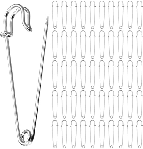 Zhujiehigh 50 Stück Große Sicherheitsnadeln Silber 1,8x75mm | Verschlussnadeln, für Kleidung, DIY, Handwerk und Schmuck, Silber, 1,8 x 75 mm, 50 Stück.