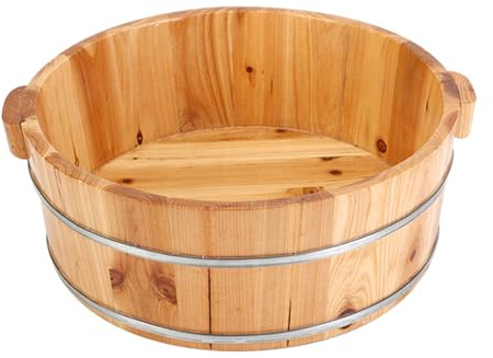 Bassin de trempage des pieds en bois, seau de spa, seau lavage des pieds en baril pédicure 6, 29 pouces pour bain, massage, spa, sauna Tremper l'eau du bain la baignoire à lessive..