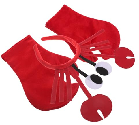 Crab Shaped Headband and Gloves Set for Men Women Red | Cloth and Iron Wire Build, Reusable and Easy to Clean, for Birthday Bachelorette Parties Halloween and Mardi Gras