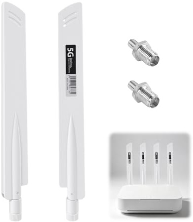 5G LTE 18dBi SMA TS9 Antena Omnidireccional, 600-6000MHz Antenna WiFi Alta Ganancia Amplificador, Compatible con Routers Inalámbricos, Antena Banda Completa Alta Ganancia con Conector SMA(Blanco)