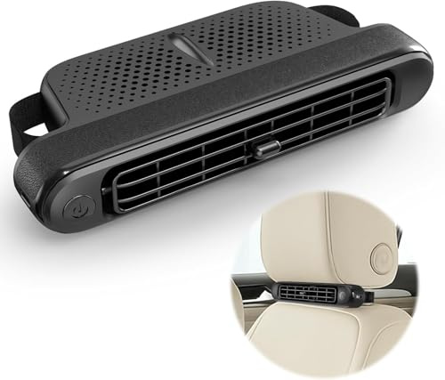 HoldOneLight Ventilador Portátil para Asiento de Coche USB, Ventilador Refrigerante con 3 Velocidades, Doble Cabezal Ajustable 180° para Automóvil
