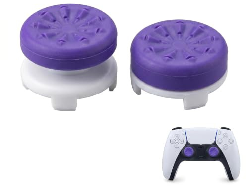 HIPTS 2 Piezas Grips para Mando PS5 y PS4, Joystick Thumbsticks de Silicona para PlayStation 5/4, Tapas de Altura para Mayor Precisión y Control, Accesorios Gaming, Púrpura