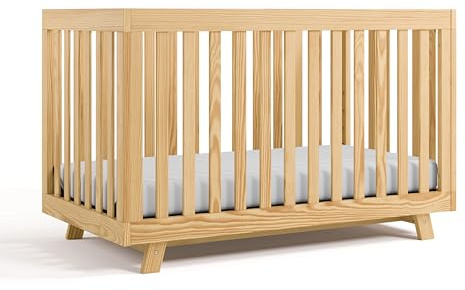 Storkcraft Beckett 3-in-1 Convertible Crib – GREENGUARD Gold Certified, Fits Standard Crib Mattress, Converts to Toddler Bed and Daybed, 4 Mattress Heights, Grow-with-Me Design (Natural)