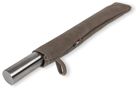 INOXLM Mattarello in Acciaio Inox per Pasta di Zucchero impasti Cucina Pane Pizza Dolci Torte (Custodia Tortora)