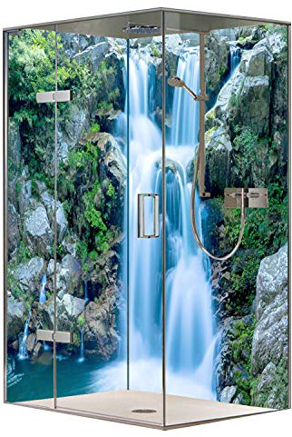 Original FLYERANDPRINT - SHOWER-PLATE, Alu-Dipond, OHNE FUGEN, Fliesenersatz, Duschrückwand, Wunschmaß, Dusche, Bad, Wandverkleidung, Wandverkleidung, DW-17-36 (90 x 200 + 120 x 200 cm)