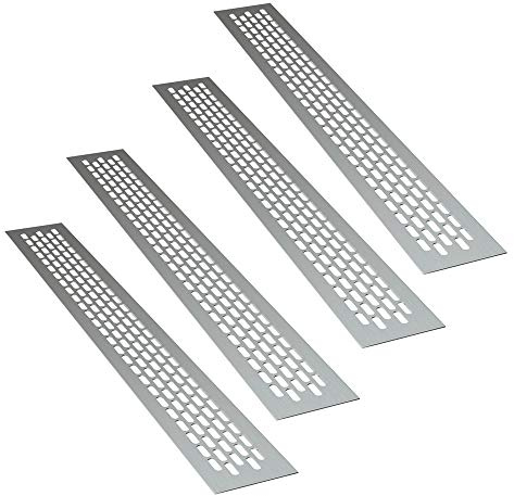 sossai® Grille de ventilation en aluminium - Alucratis (4 pièces) | Rectangulaire - dimensions: 48 x 6 cm | Couleur: alu | grille d'aération