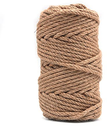 ANCLLO Cuerda de yute natural fuerte de 6 mm de grosor, 50 metros de largo, rollo de cuerda de yute-naturales biodegradable fuerte yute Cuerda, para manualidades, decoración del hogar (marrón)