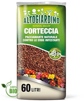 Corteccia di pino nazionale vagliato per pacciamatura sacco da 60 litri prodotto biologico naturale di origine esclusivamente vegetale Vivaio di Castelletto