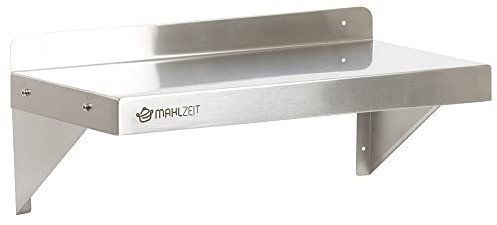 Mahlzeit Edelstahl Wandregal | 60 x 30 cm | 1 Ablage die 50kg tragen kann | Korrosionsbeständig, leichte Reinigung | Küchenregal Hängeregal Wandregal Wandbord Regal Tellerbord Küche Gastro