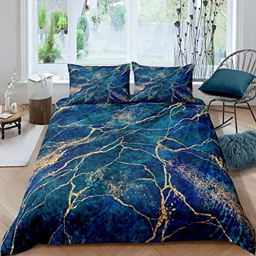 LUYAPOND Bettwäsche 135x200 Blaue Murmel Flauschig und Weich Mikrofaser bettbezug Set - 1 Bettbezüge mit 1 Kissenbezug 80x80 cm für Kinder Jugendliche