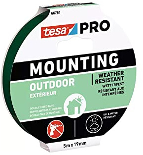 tesa Mounting PRO Doppelseitiges Klebeband für den Außenbereich, 5 x 19 mm