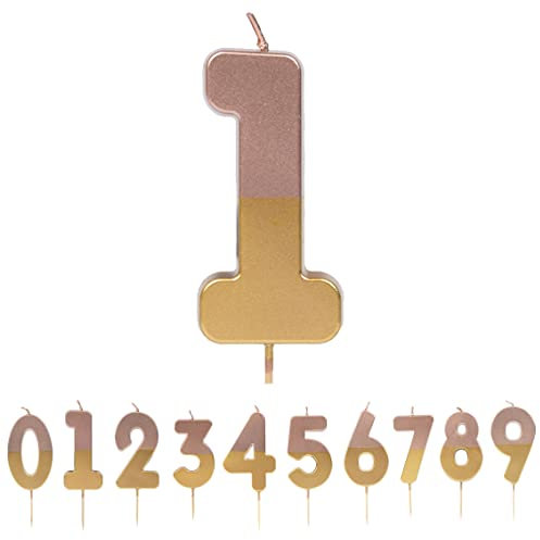 Talking Tables Rose Gold Numero 1 Candela per Torte | Decorazione per torta di compleanno rosa di qualità premium per bambini, adulti, adolescenti, 1a festa, 18, 21, anniversario, pietra miliare