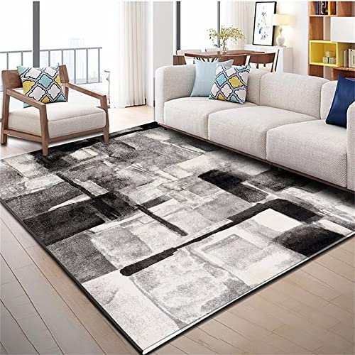 RUGMRZ Bettumrandung Teppich 3 Teilig 200 x 300 cm Tepischlaüfer Wohnzimmer grau Schlafzimmer Graue Tuschemalerei Design Bürodekoration Bodenmatte Schalldämmung rutschfest