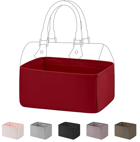 DGAZ Handtaschen Organizer Einsatz, Seide Handtaschenorganisator für LV Speedy Nano/20/25/30/35/40/45 Tasche, Luxus-Handtaschen & Tote Innentaschen (Rouge casaque, Speedy 20) | Innentasche, Weiches Satinfutter, Passform, Optimaler Schutz, Leicht