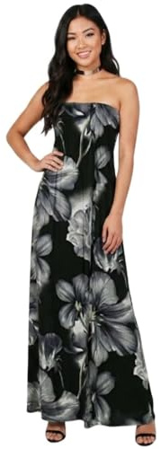 Robe d'été pour femme avec col bandeau imprimé maxi sans manches longue décontractée pour femme mode urbaine grande taille imprimé floral robe bustier transparente, motif floral noir, 40-42