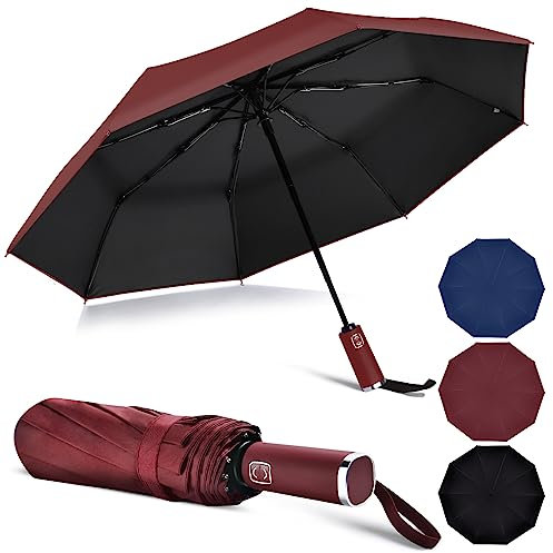 Vicloon Paraguas Plegable Automático con 10 Varillas,Abrir y Cerrar Automático,Secado Rápido 210T Tela y Mango Antideslizante – Resistente al Viento Paraguas para Adultos,Niños