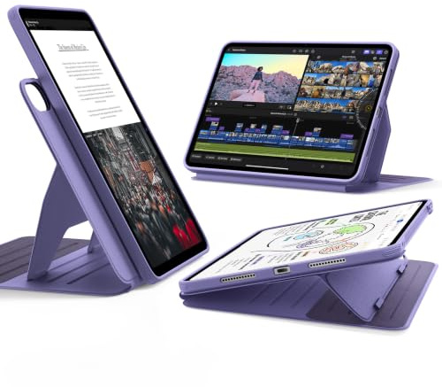 ESR für iPad Air 11 Zoll Hülle M4/M3/M2, iPad Air 5./4.Hülle, Lila | Drehbare Hülle mit Abnehmbarer Magnetabdeckung, Ständer im Hoch-/Querformat, , 9 Standwinkel, Shift Serie