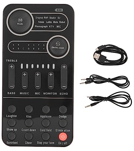 Changeur de Voix Portable, Bluetooth 5.3 Effets Multifonctionnels Carte Son Live Portable, Mélangeur de Carte Son pour Jeux et Livestreaming pour