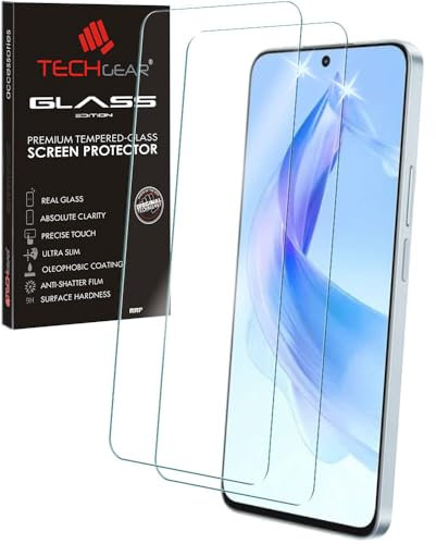 TECHGEAR 2 Pack of GLASS Edition for Honor 90 Lite 5G, Tempered Glass Screen Protectors Cover [2.5D Round Edge] [9H Hardness] [Crystal Clarity] [Scratch-Resistant] [No-Bubble]
