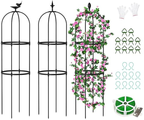 SUNYRISY Rankhilfe Garten Obelisk 3er Set, Rankgitter Käfige für Kletterpflanzen wie Blumen, Tomaten, Rosen usw, Witterungsbeständig Beschichtetes Metall Gartendekoration