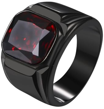 JewelryWe Schmuck Herren-Ring Edelstahl Glas Quadrat Siegelring Bandring Hochzeit Engagement Verlobung Ringe mit Gravur Gold Schwarz, Größe 54 bis 65