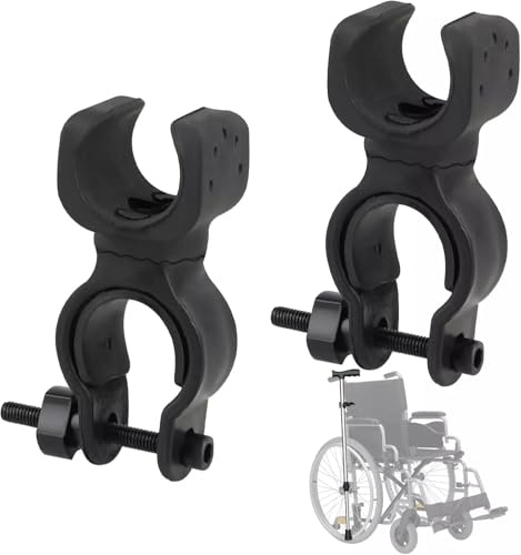 Lot de 2 supports de canne de marche noirs durables, porte-canne, accessoires de fauteuil roulant, dossier de canne pour scooter à mobilité réduite, support de béquille, porte-lampe de poche de vélo