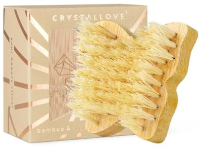 CRYSTALLOVE Butterfly Trockenbürste Körper Travel Size - Bambus & Agavenfaser, kompakte Körperbürste für Trockenmassage