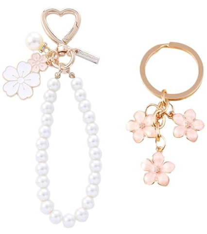 Kabwea SchlüSselanhäNger Armband FüR Damen, Blumen, SchlüSselanhäNger Damen, Keychain, Aesthetic Stuff, Cute Stuff, Cute (1 Blumenarmband + 1 SchlüSselanhäNger)