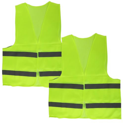 2Pcs High Visibility Vests,High Vis Vests with Reflective Stripes,Yellow Safety Vest High Vis Jackets for Men/Women,Fluorescent Workwear Reflective Vest for Running,Traffic Work,Security,Construction