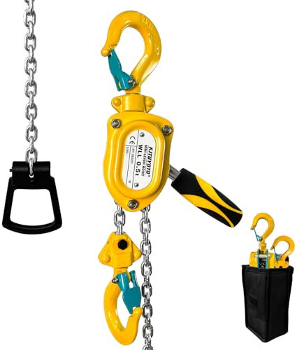Mini Lever Chain Hoist-1/2 Ton(1100lbs)20Ft, Manual Lever Bolck Chain Heavy Duty Puller, Mini Come Along Winch, Alloy Steel G80 Chain Ratchet with Safety Hooks|Portable for Building, Warehouse