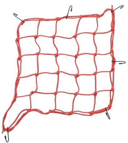 A ABSOPRO Motorcycle Luggage Cargo Net 40x40cm Bungee Cargo Net Red 1pcs | Use for most the motorbikes