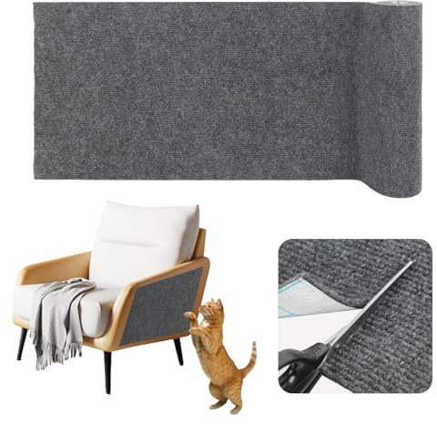 Alfombra rascador para Gatos Adhesivo Protector Sofa Gatos arañazo rascador Sofa Adhesivo (Gris Oscuro, 40cm×2m)