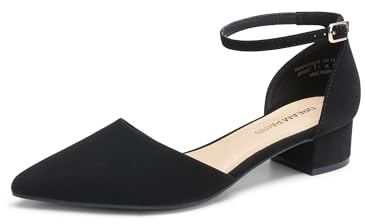DREAM PAIRS Women's Low Heel Pointed Toe Flats | Pointed toe, Closed toe, 1.38 heel, Block heel, Latex insole, Comfortable fit, Ankle strap, Non-slip sole